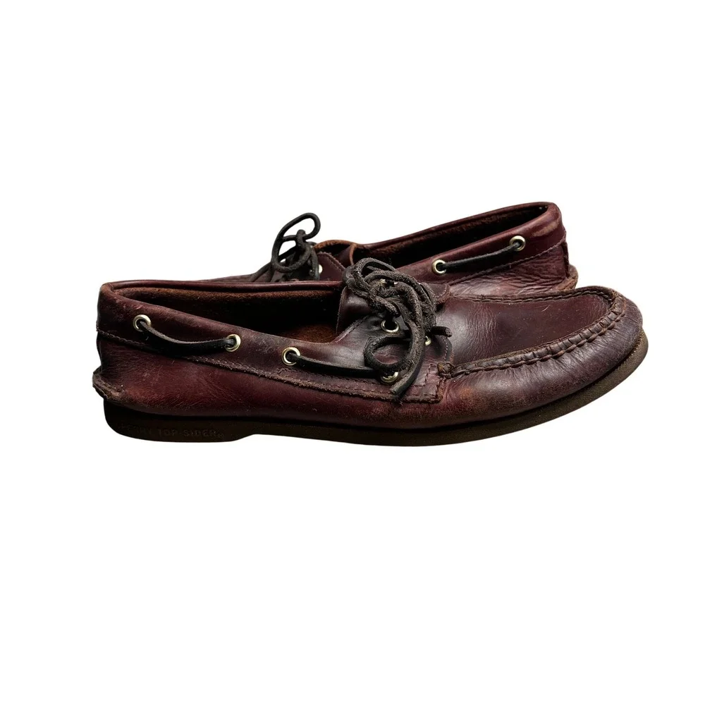 Sperry Top-Sider Mens 10.5M Authentic Original Leather Boat‎ Shoes Burgundy Vtg